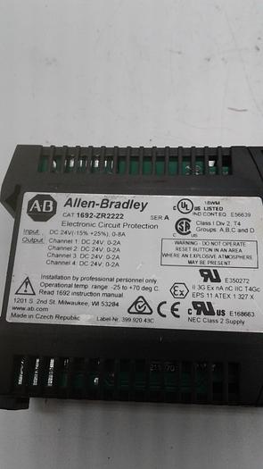 Used Allen-Bradley 1692 Electronic Circuit Protection 1692-ZR2222