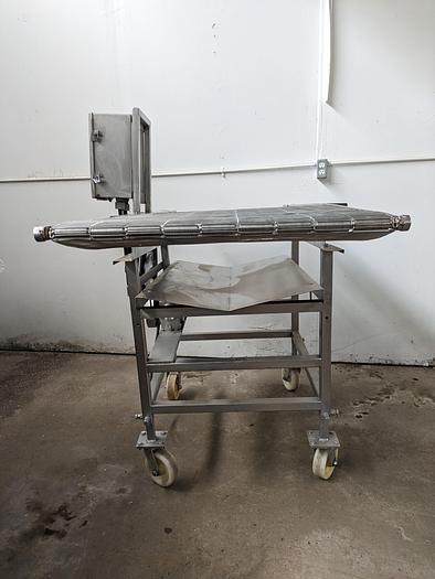 Used Wire Mesh Conveyor stainless steel 24" Wide 70" long 42" tall on wheels with VFD