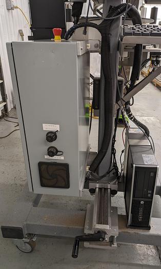 Used label printer, applicator, adjustable stand