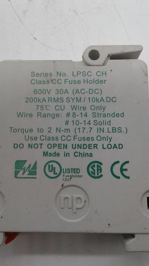 Used LittelFuse Powr-Safe 600V 30A Fuse Holder LPSC CH