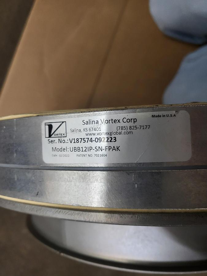 Used Salina Vortex V187574-092223 UBB12IP-SN-FPAK Iris Valve
