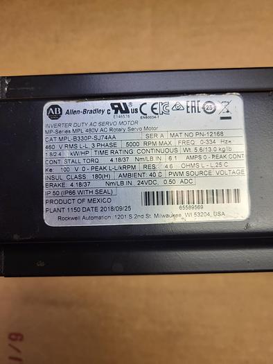 Used Allen-Bradley MPL-B330P-SJ74AA Ser.A Size 10 Ultra Gear box
