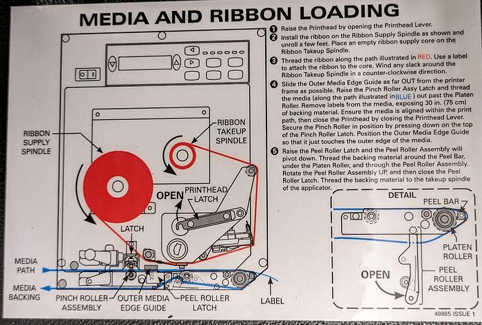 Used label printer, applicator, adjustable stand