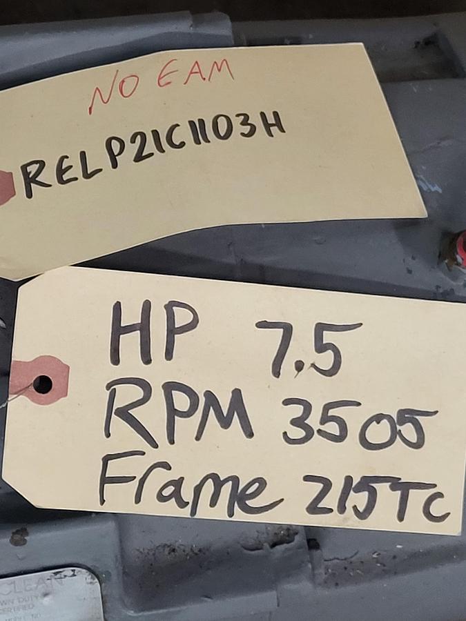 Used Reliable Electric 7.5 HP motor 230/460 v TEFC 215TC frame Model P21G1103H TRI-FLO stainless Pump C216MB21T-S