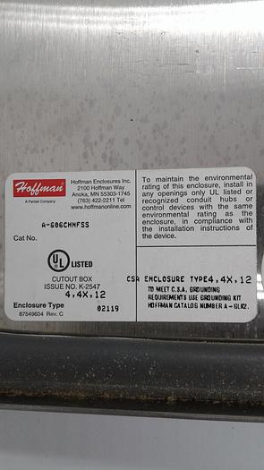 Used Hoffman Enclosure A-606CHNFSS