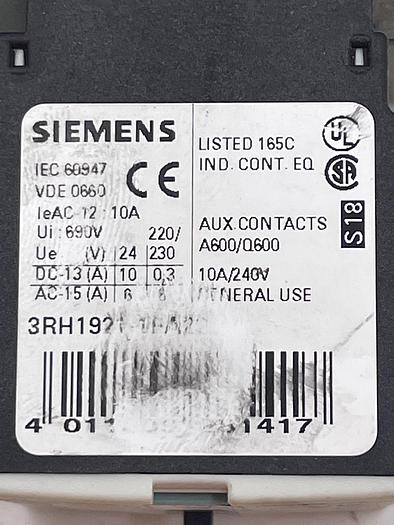 Used Siemens 3ZX1012-0RT02-1AA1, 3RH1921-1FA22