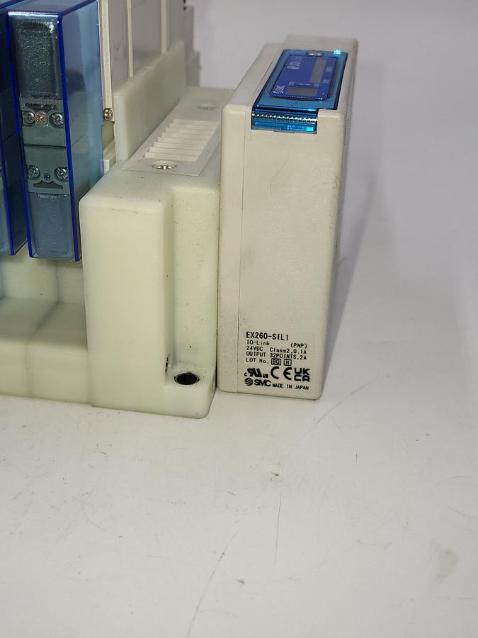 Used SMC SY5-IOL-0-N74RI W/ 2 solenoids SY5300 & Two SY5400 air regulated / One: EX260-SIL1 Serial Transmission System