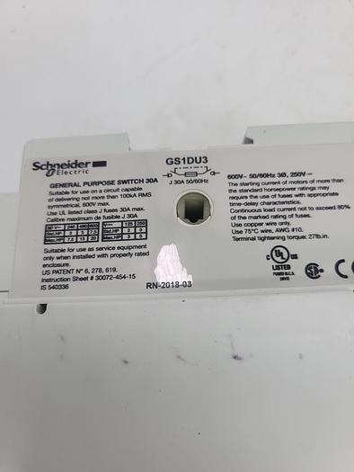 Used Schneider Electric GS1DU3 General Purpose Switch