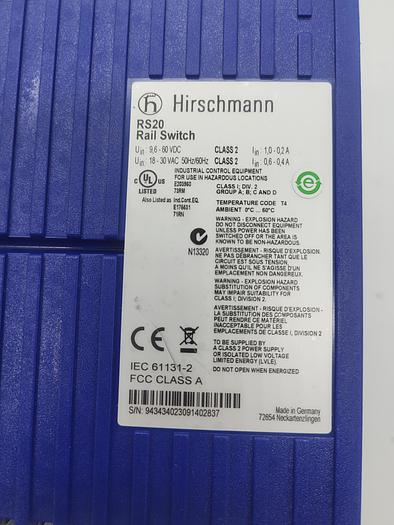 Used Hirschmann RS20 Rail Switch
