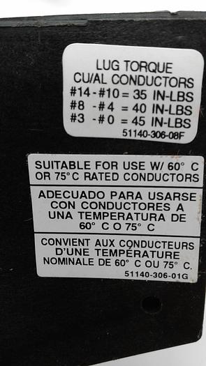 Used Lug Torque CU/AL Conductors 51140-306-08F