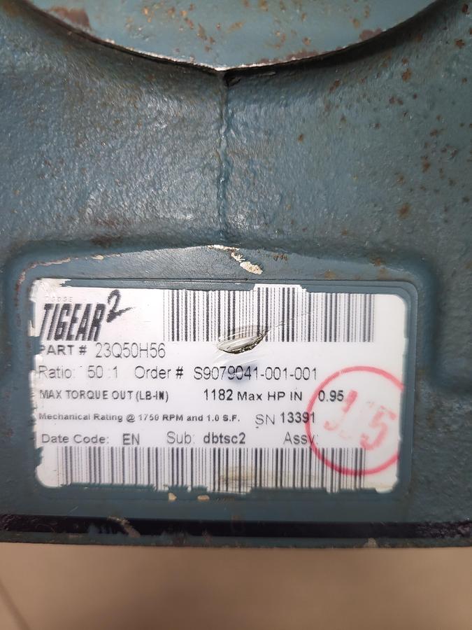 Used Tigear-2 Right Angle Worm Gear Reducer 23Q50H56 50:1 ratio