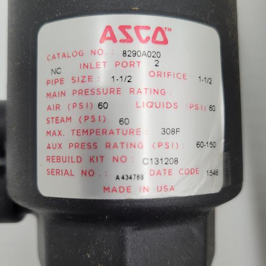 ASCO 1-1/2" BRONZE VALVE CAT# 8290A020 IN BOX
