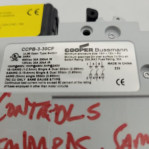 Used Cooper Bussmann CCPB-3-30CF