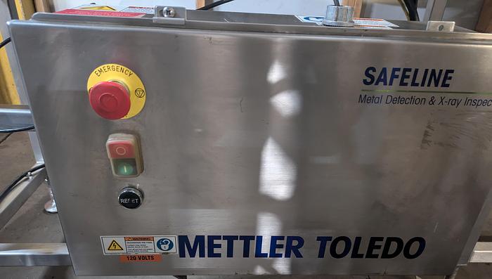 Used Safeline metal detector, 12 1/4" tall x 13 3/4" wide, Stainless conveyor, pne2013umatic reject