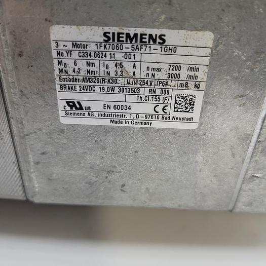 Siemens servo motor 1FK7060-5AF71-1EH8 no box