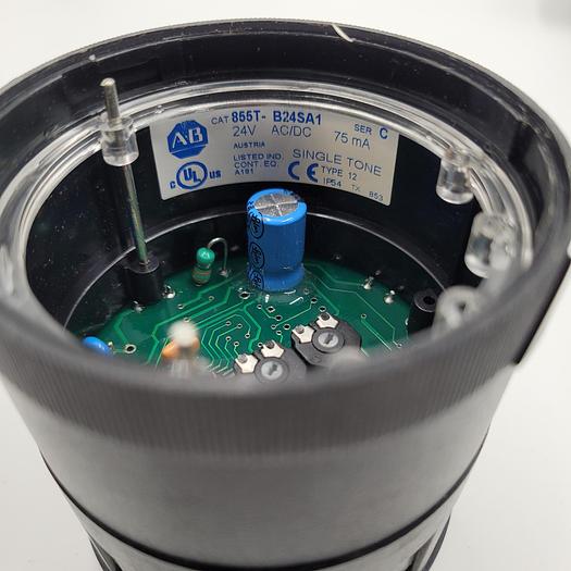 Used AB ALLEN BRADLEY 855T-B24SA1 SINGLE TONE SOUND MODULE STACK LIGHT BLACK 24V SERIE C