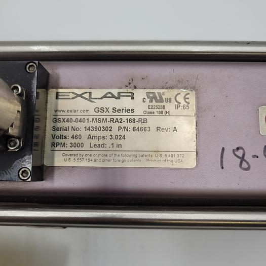 Used EXLAR EGSX40-0401-MSM-RA2-168-RBXLAR LINEAR ACTUATOR