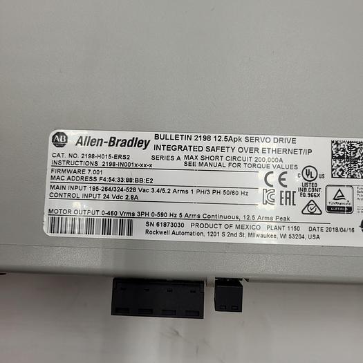 Allen Bradley 5500s2 servo drive w/ integrated safety over ethernet/IP 2198-H015-ERS2 *NEW*