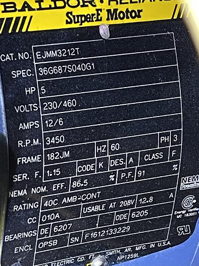 Used Baldor 36G687S040G1. Sta-rite DHJ3-170.