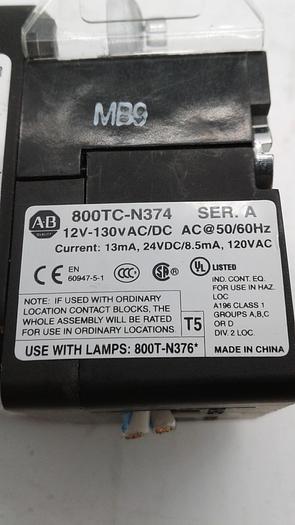 Used Allen-Bradley 800TC-N374 Button Control