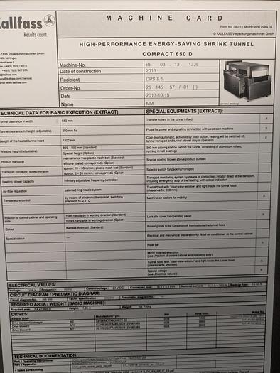 Used Kallfass Universa Servo 500 high speed automatic shrink wrap / with heat tunnel