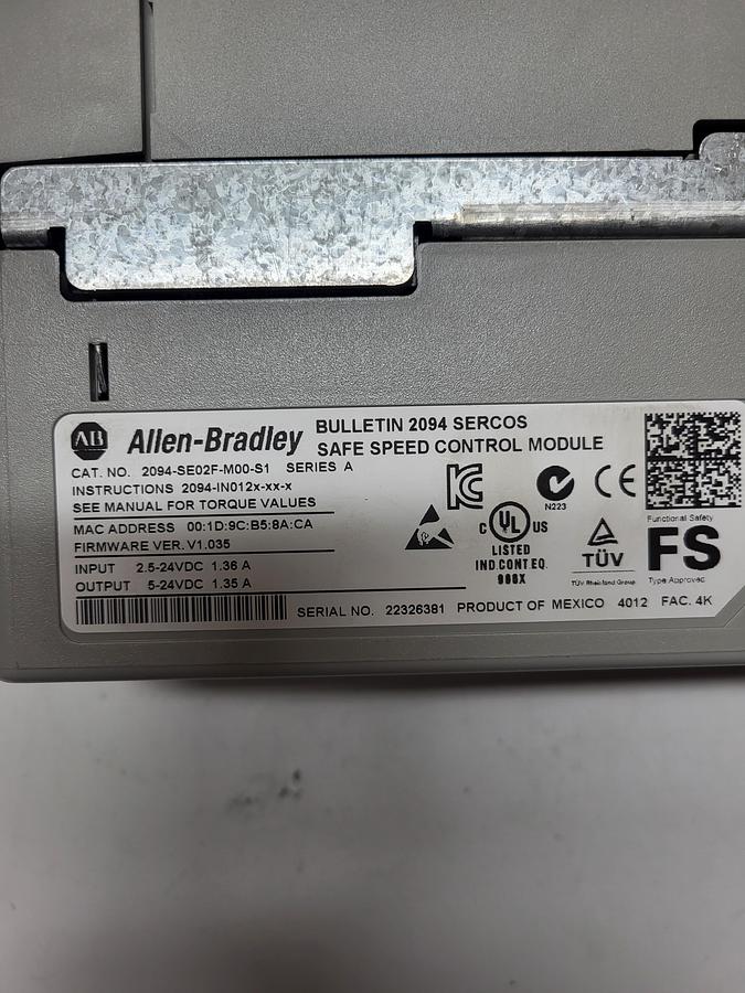 Used Allen-Bradley Bulletin 2094 2094-SE02F-M00-S1 Ser.A