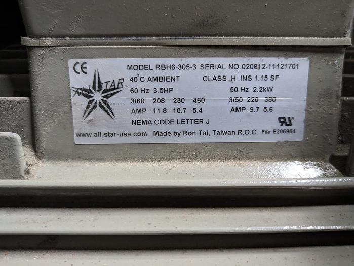 Used All Star RBH6-305-3 60HZ 3.5HP