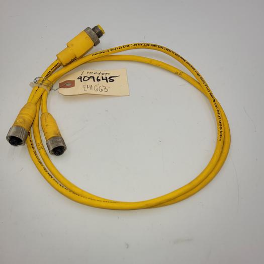Used LUMBERG AUTOMATION Lumberg Automation 909645 / E41663 ( ASB2-RKT4/3-645-1M ) dual end female / 1 Meter long w/ Splitter (4 prong male)