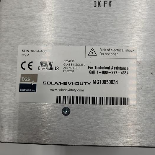 Used SOLA POWER SUPPLY SDN 10-24-480