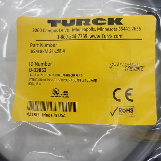 Used Turck BSM BKM 34-198-4 Cable
