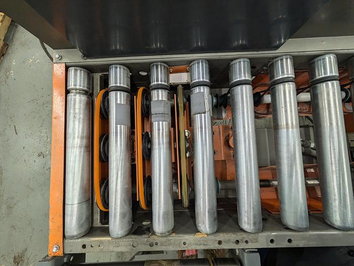 Used roller conveyor, 90 degree transition, pack station