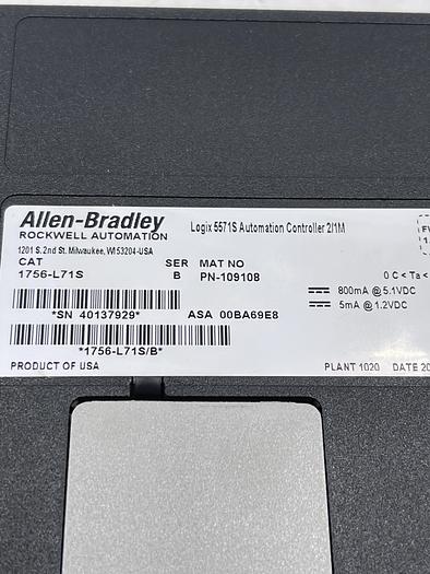 Used ALLEN-BRADLEY 1756-L71S Ser B