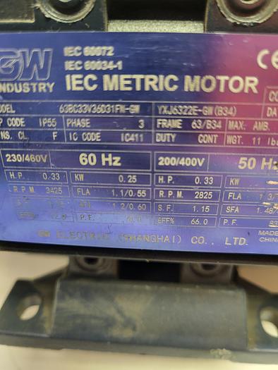 Used IEC Metric Motor 63BC33V36D31FN-GW