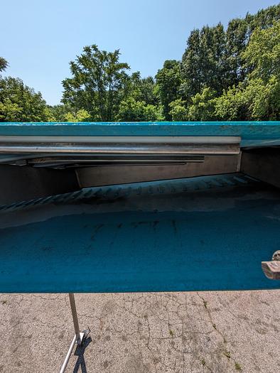 Used Blue belt stainless incline conveyor on wheels 22' long 30" wide thermodrive belt