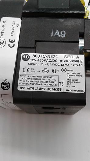 Used Allen-Bradley Button Control Switch 800TC-N374 SER.A 12V-130VAC/DC