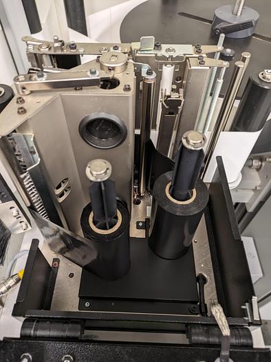 Used label printer, applicator, adjustable stand