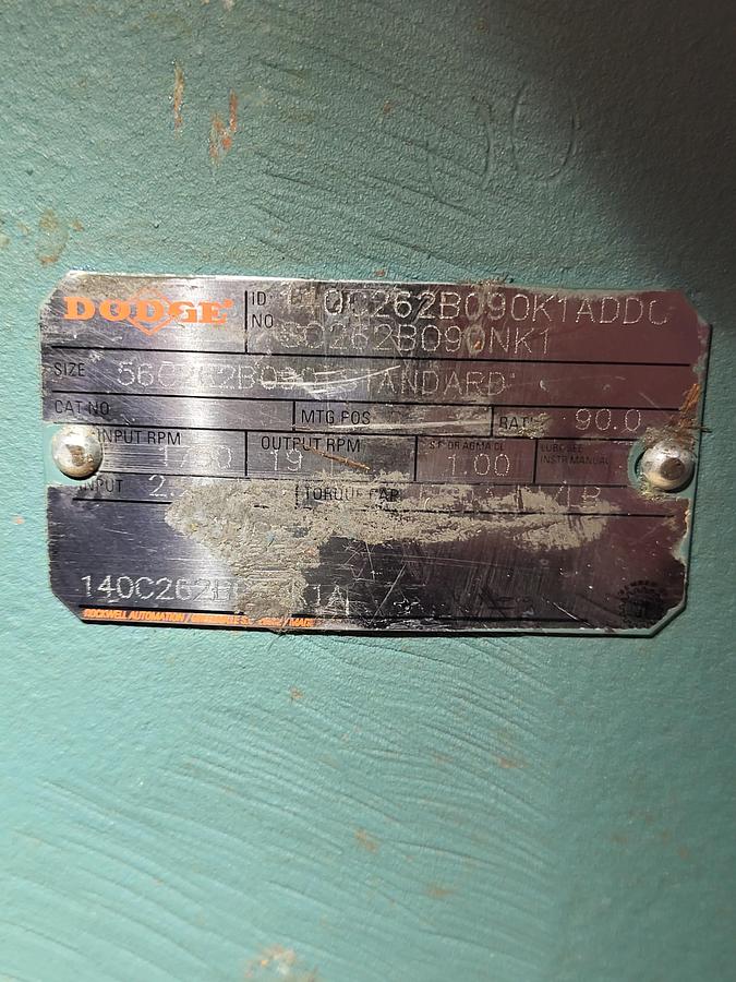 Used Dodge gear box 56c262b090 ID: 140c262b090k1add NO: SC262B090NK1 ratio 90:1 / 1750 RPM