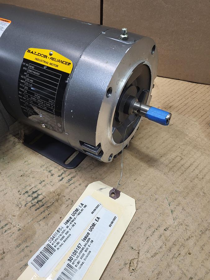 BALDOR .5 HP Motor 35B0112N043G1 / Cat: M3160 / frame: 56 - 850 RPM - 230 /460 - 3 ph No box