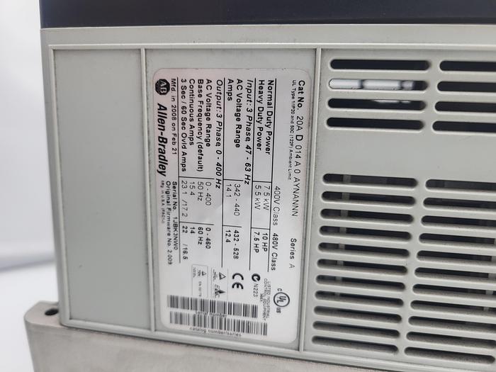 Used Allen-Bradley PowerFLex 70 20A D 2P1A 0 AYNANNN