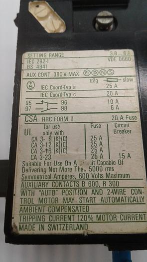 Used Sprecher+Schuh CT3-12 Motor Current IEC 660V Contactor