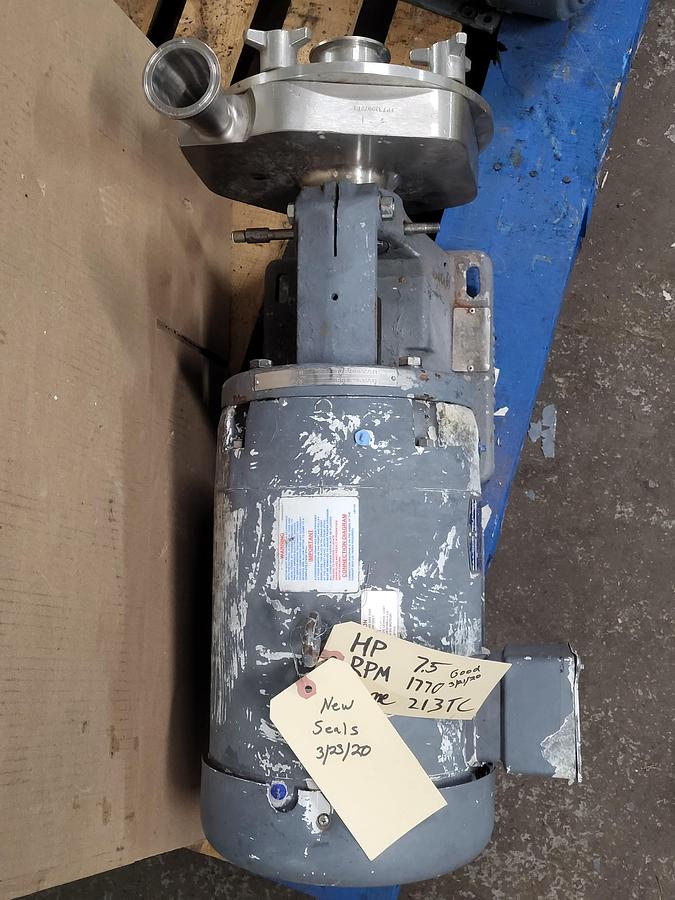 Used Baldor 7.5 HP motor 213TC frame Model CWDM371OT RPM 1770 & Sanitary Pump FP732007973