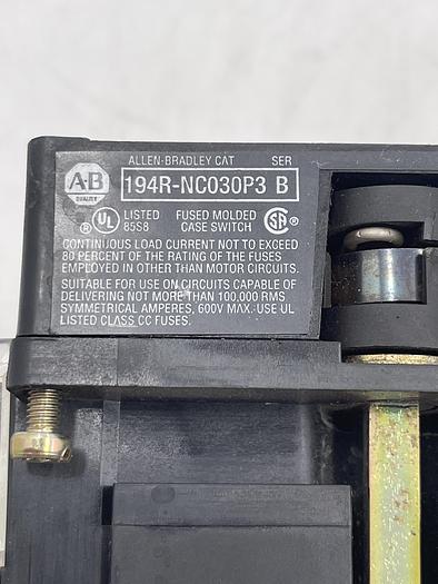 Used Allen-Bradley 194R-NC030P3 Ser B, 194R-HS4 Ser A 