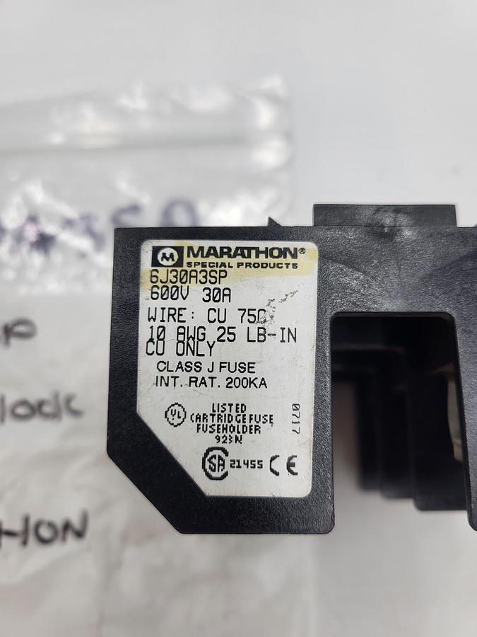 Marathon fuse block 6J30ASP / W30A3SP 30Amp 600V 10 AWG class J