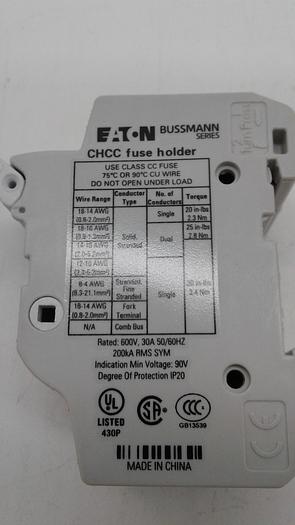 Used Eaton Bussmann Series CHCC Fuse Holder x2
