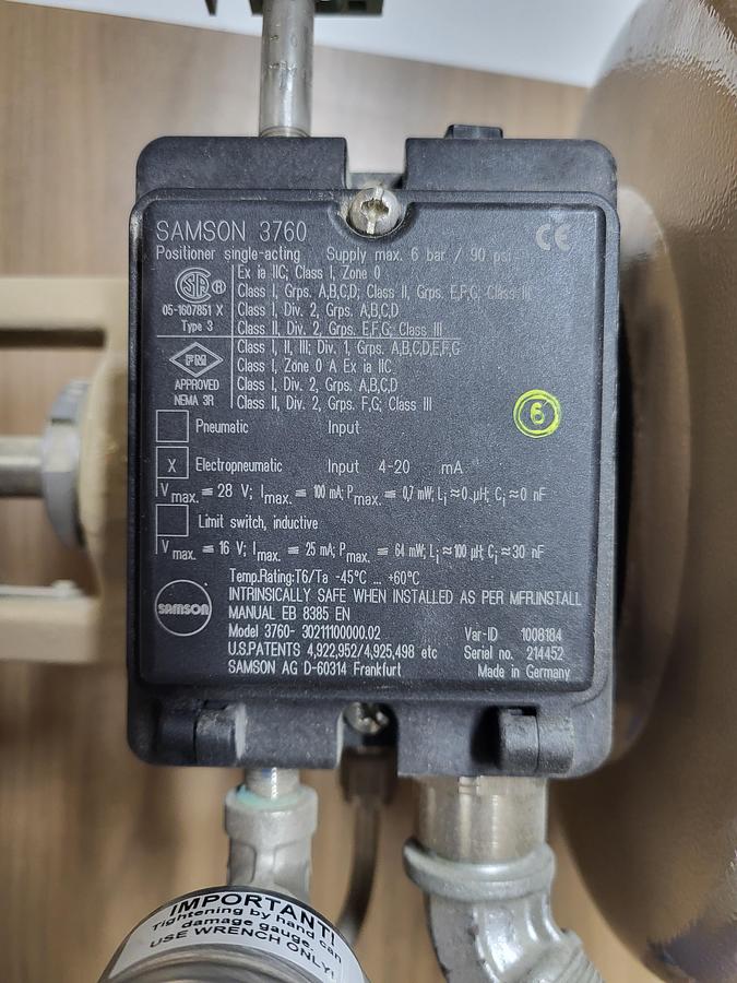 Used Samson 3760 Positioner With Numatic Valves