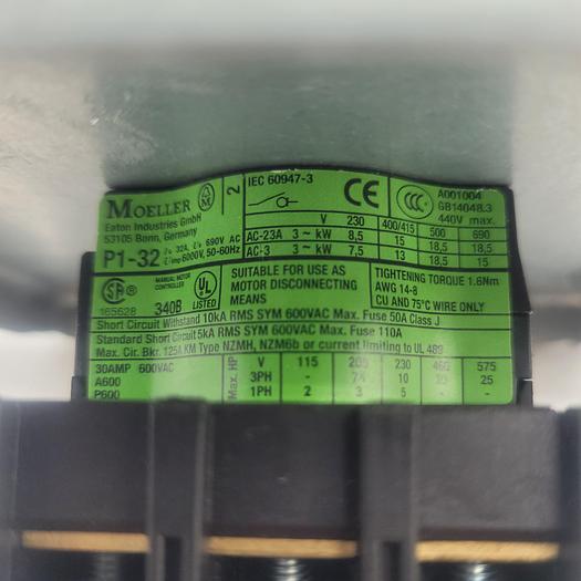 Used Moeller P1-32 IEC 60947-3 Control Switch