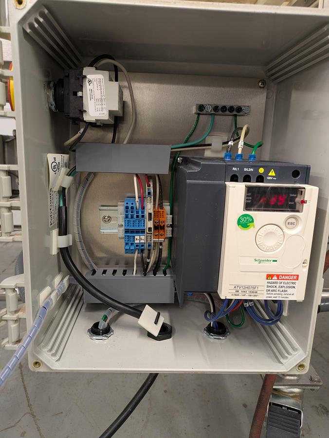 Used Safeline metal detector model SL1500, stainless conveyor, pneumatic reject