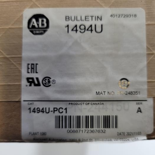 ALLEN BRADLEY 1494U Protective Cover Catalog #: 1494U-PC1 **NEW IN SEALED BOX***