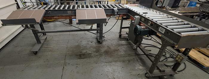 Used roller conveyor, 90 degree transition, pack station