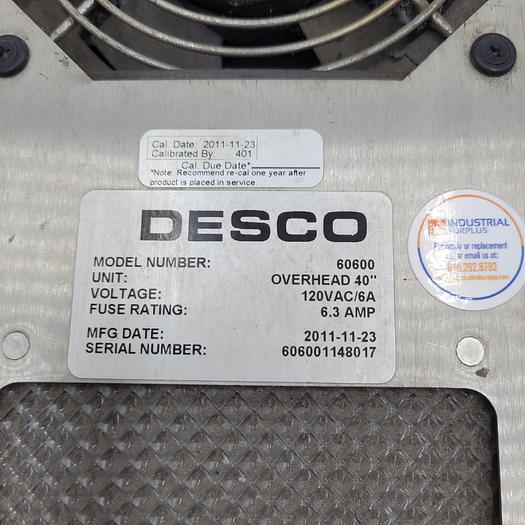 Used DESCO: 60600 - Chargebuster® Overhead Ionizer with Lights, 3-Fan, 120VAC